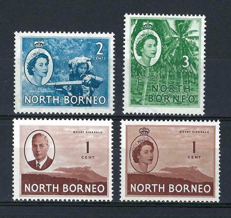 North Borneo 1950 Sc# 244/63 Musician Coconat 4 Stamps Mnh
