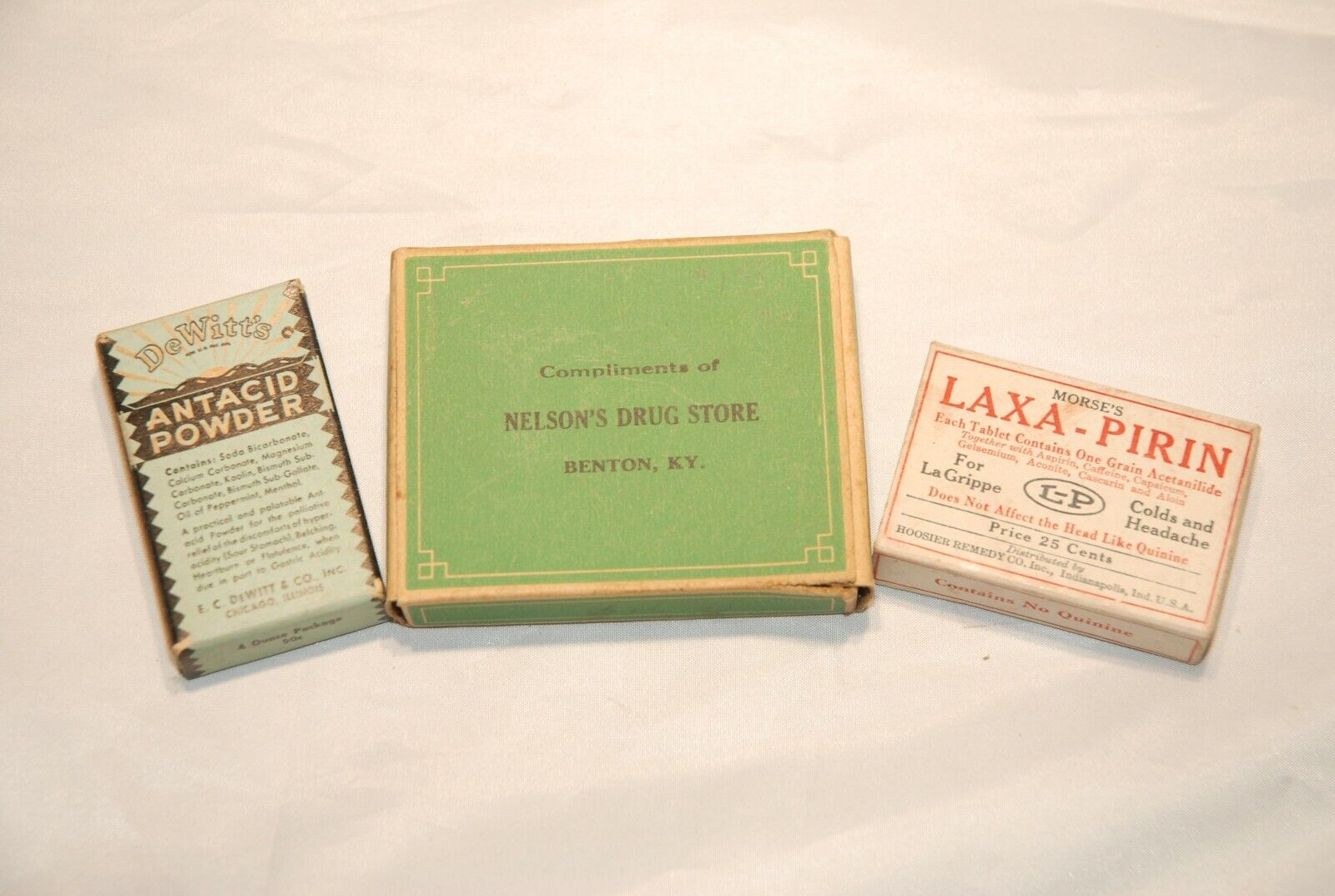 Lot 3 Vintage Apothecary ~DeWitt's ~ Morse's  ~ Nelson's Drug Store - Benton KY