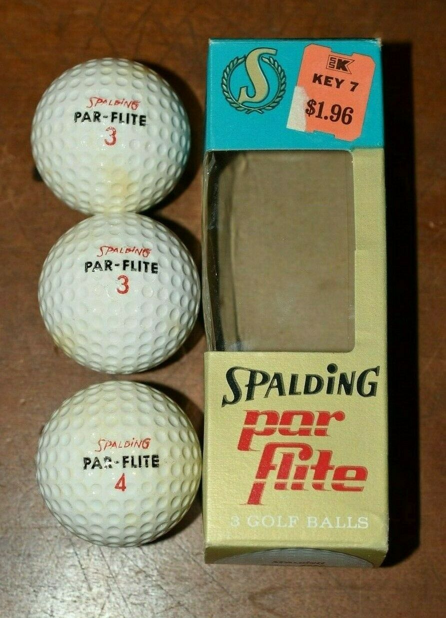 Rare Vintage SPALDING PAR FLITE Golf Balls In Sleeve-Nice Shape-2 3's 1 4