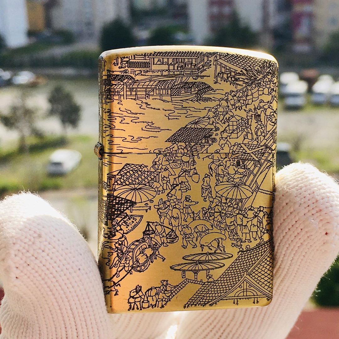 Zippo River of Wisdom Brass Customized Engraved Lighter