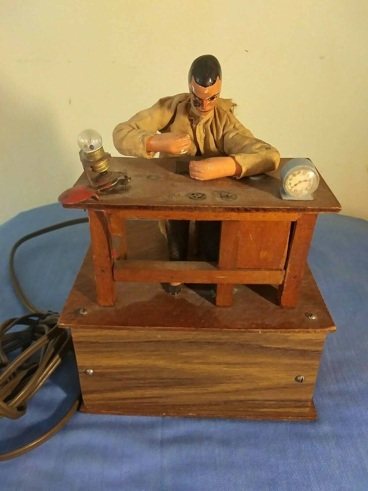 ANTIQUE ANIMATED MECHANICAL VICTORIAN STORE WINDOW DISPLAY AUTOMATON CLOCKMAKER