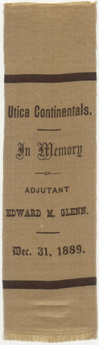 1889 In Memory ~ Adj. Edward M. Glenn ~ Utica Continentals