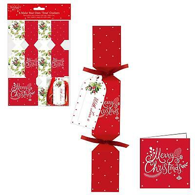 Christmas Cracker Kit & Cards - 6 Pack - Make / Fill your Own Treat - Holly