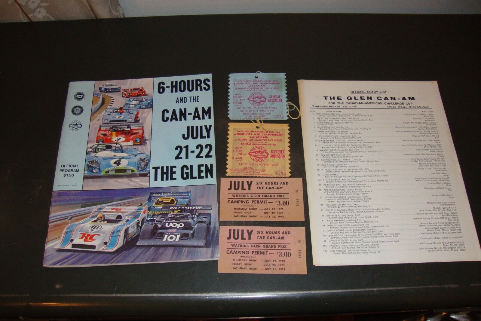 1972 WATKINS GLEN PROGRAM WITH TICKET AND ENTRY LIST