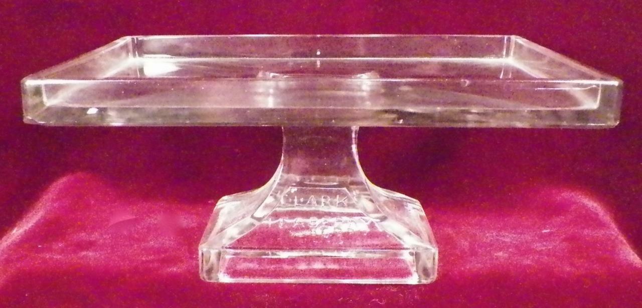 Antique Clark's Teaberry Gum Stand Store Display Clear Glass Footed EAPG Plinth