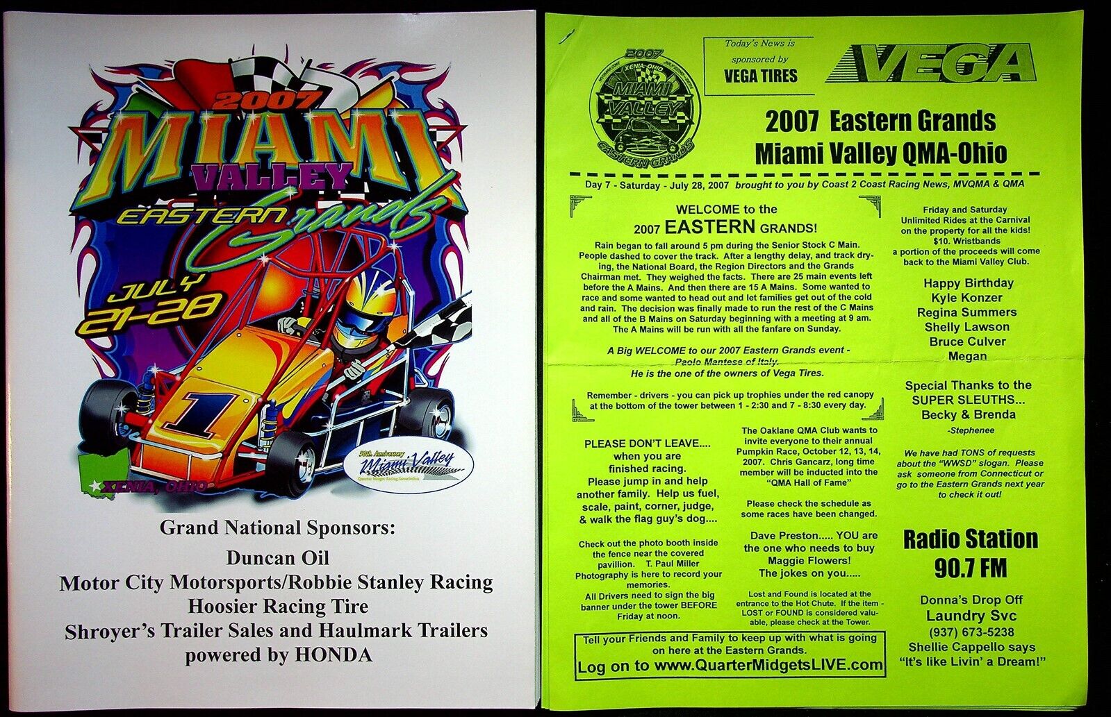 2007 Miami Valley Eastern Grands Racing Program Quarter Midget Racing Ohio QMA