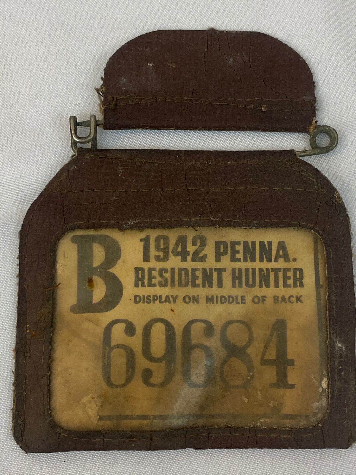 1942 Pennsylvania Resident Hunter License With Holder 69684 Coban McKeesport