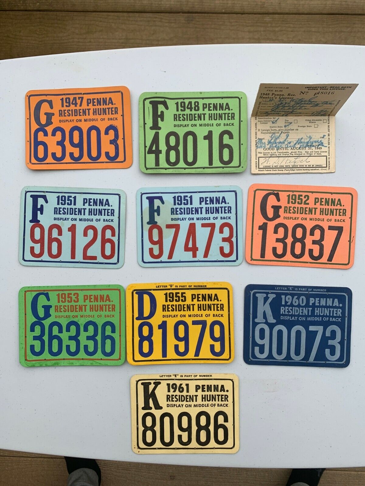 Vintage PA Resident Hunting License Lot (10 pcs total)  Great Cond.  1947-1961