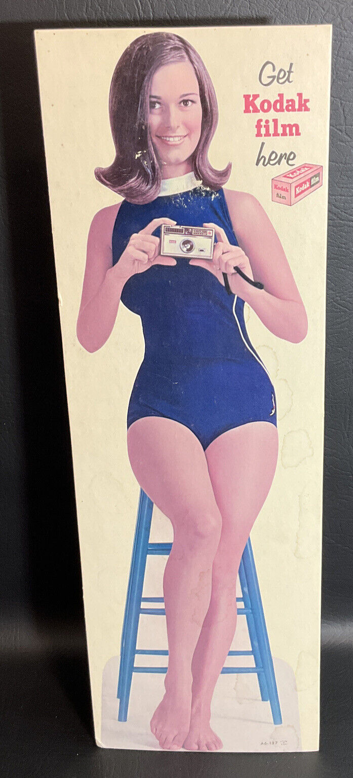 Rare 18 Inch 1960’s Kodak Girl Woman Bathing Suit Advertising Stand Up Sign #25