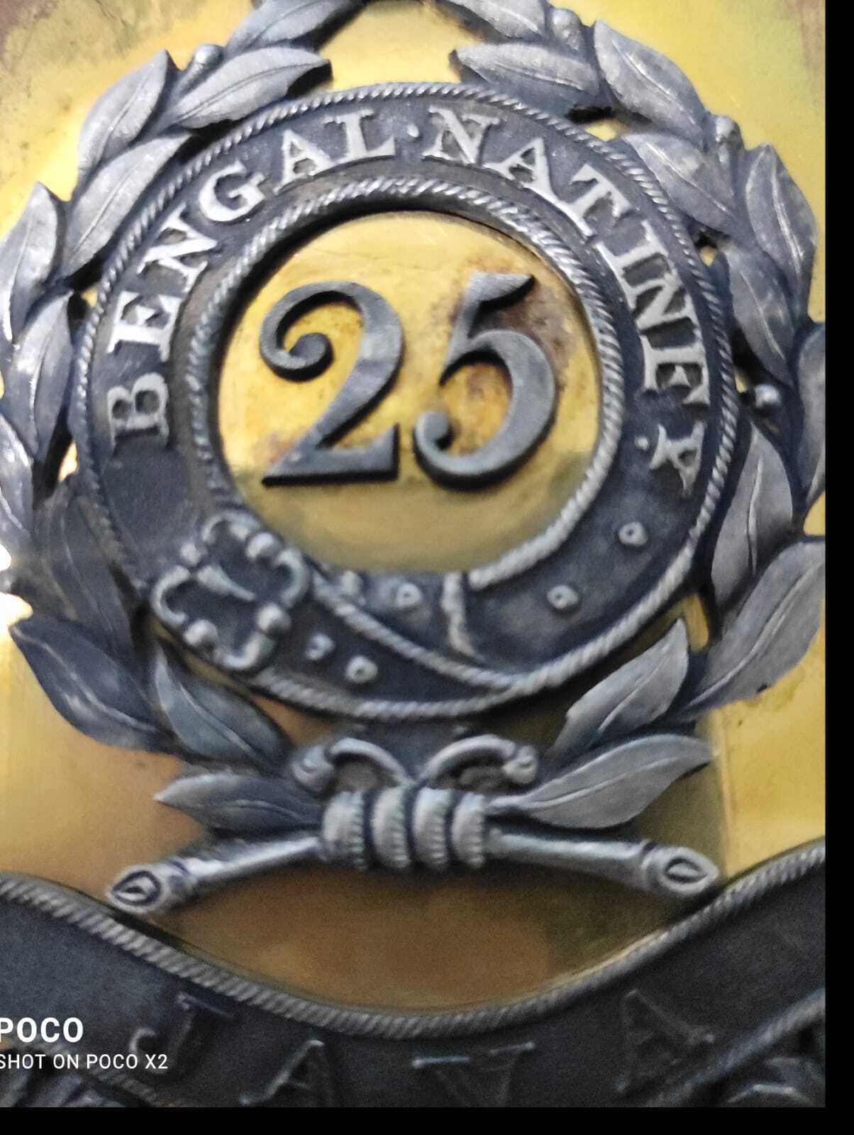 Vintage Indianarmy Bengal Natinf V/y Java Officer Shoulder Beltplate Silver Bras