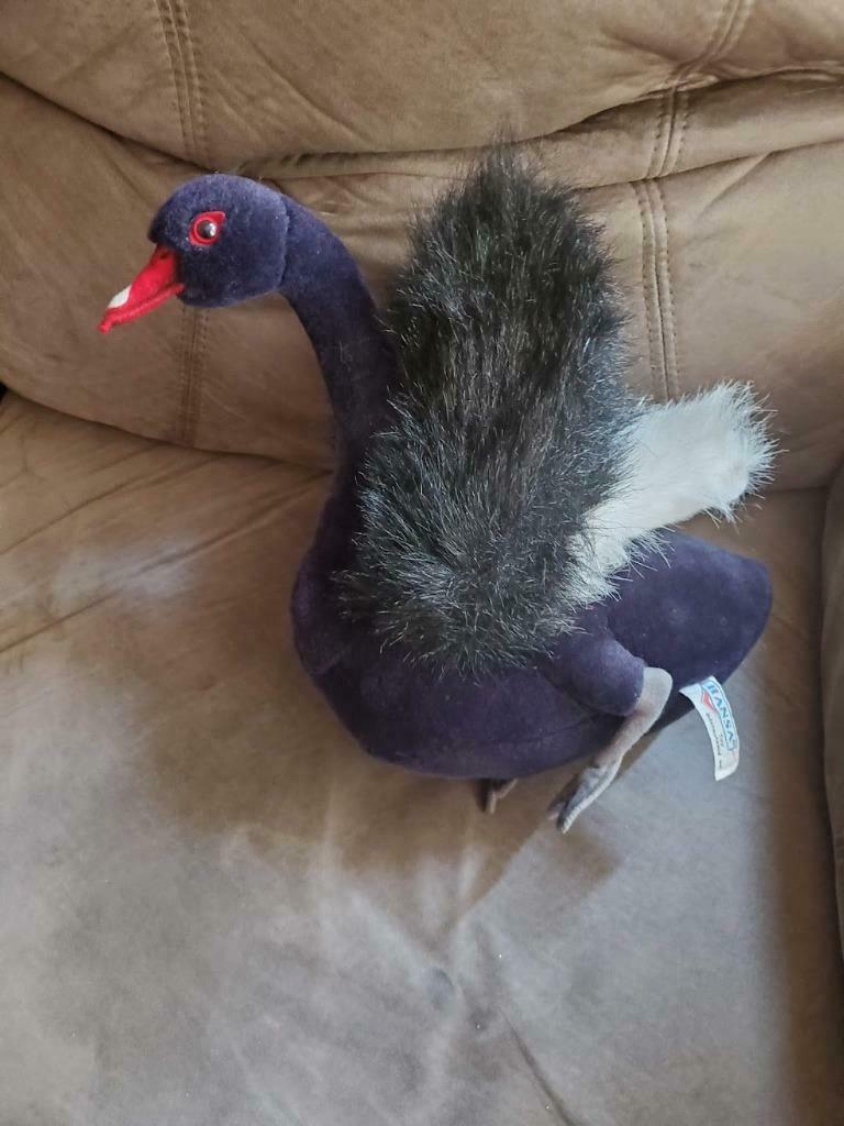 Hansa Black Swan Plush Stuffed Animal Toy