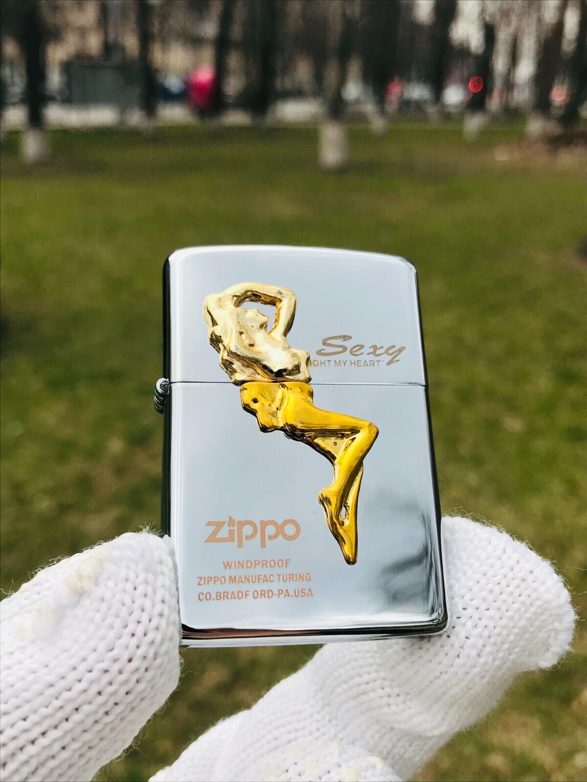 Zippo Sexy Gold Brass Customized Engraved Lighter
