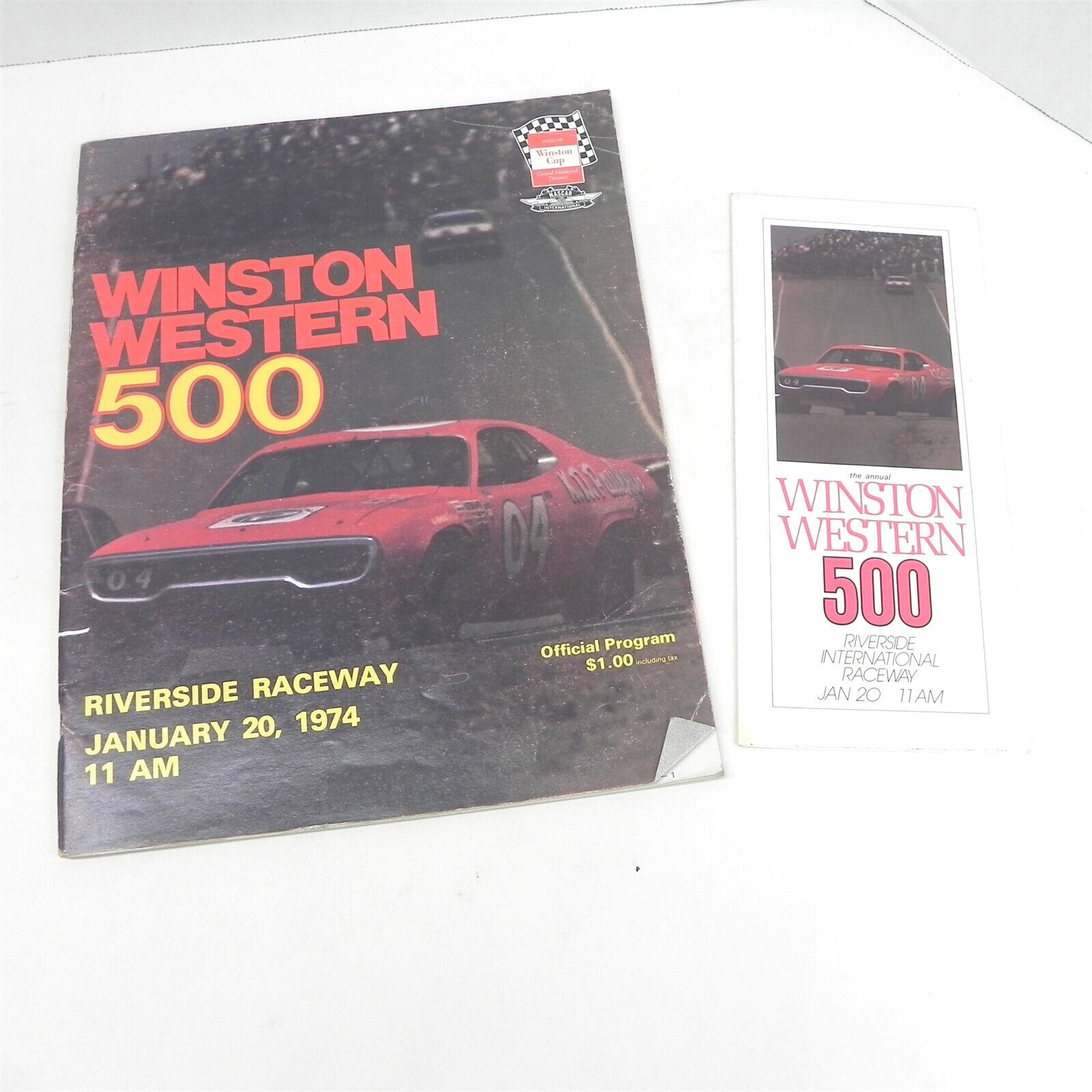 VINTAGE 1974 WINSTON WESTERN 500 OFFICIAL RACE DAY PROGRAM WITH BROCHURE