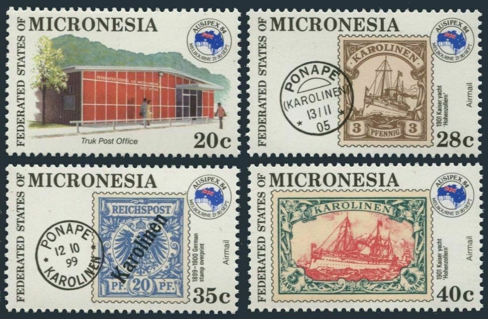 Micronesia 21,C4-C6,MNH.Michel 24-27. AUSIREX-1984.Truk Post Office,Ships.