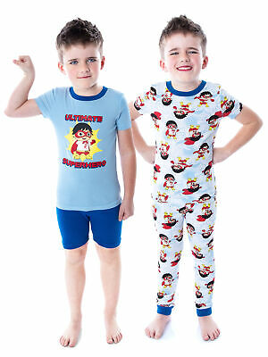 Ryan's World Boys' Ultimate Hero Red Titan 4 Piece Cotton Pajama Set