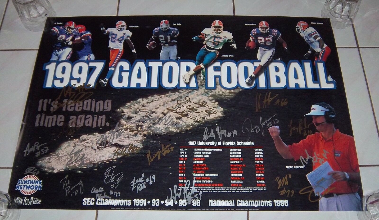 Florida Gators 1997 Team Signed Poster Jesse Palmer Doug Johnson Rare