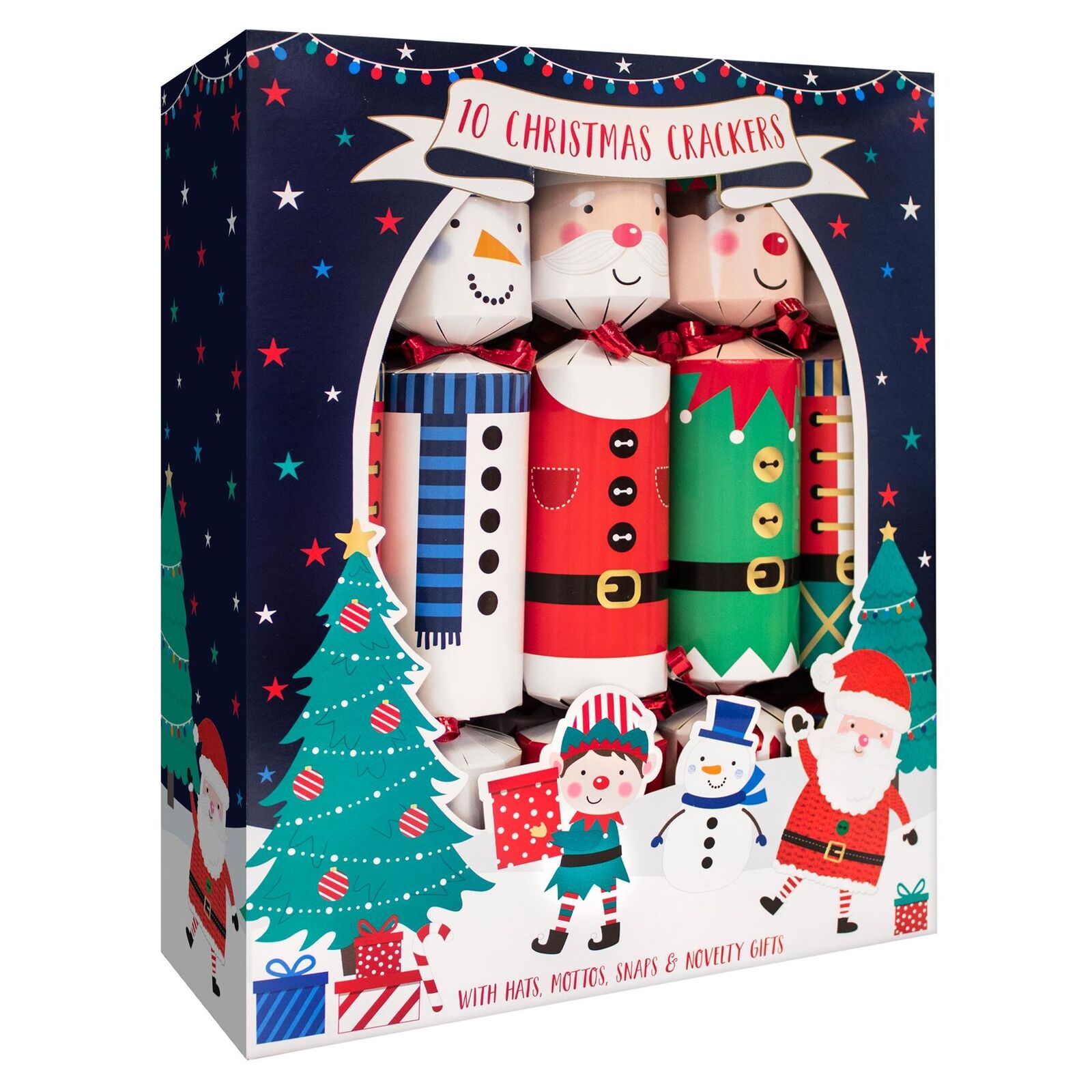 10 Pack Family Christmas Crackers 30cm - Santa and Friends XM6221