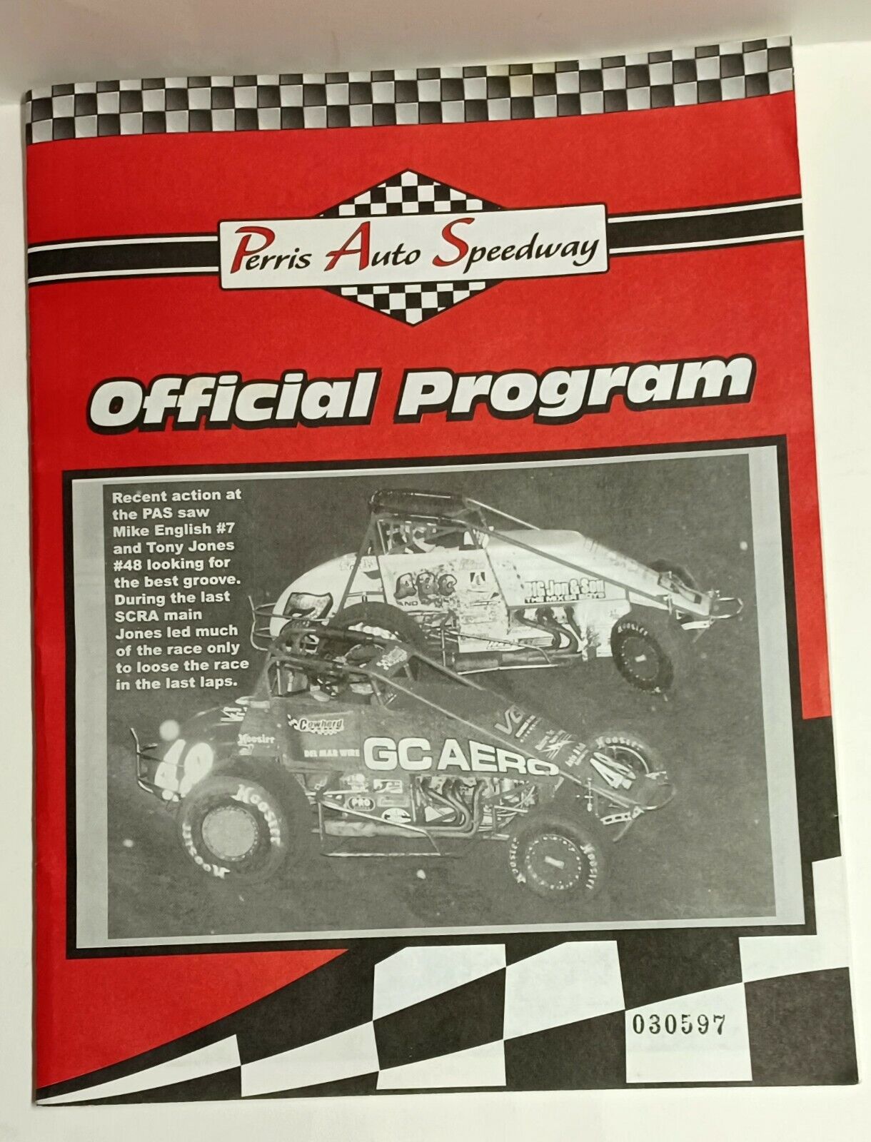 1999 Perris Speedway Official Progr. Autographed by JJ Yeley T Jones K Alexander