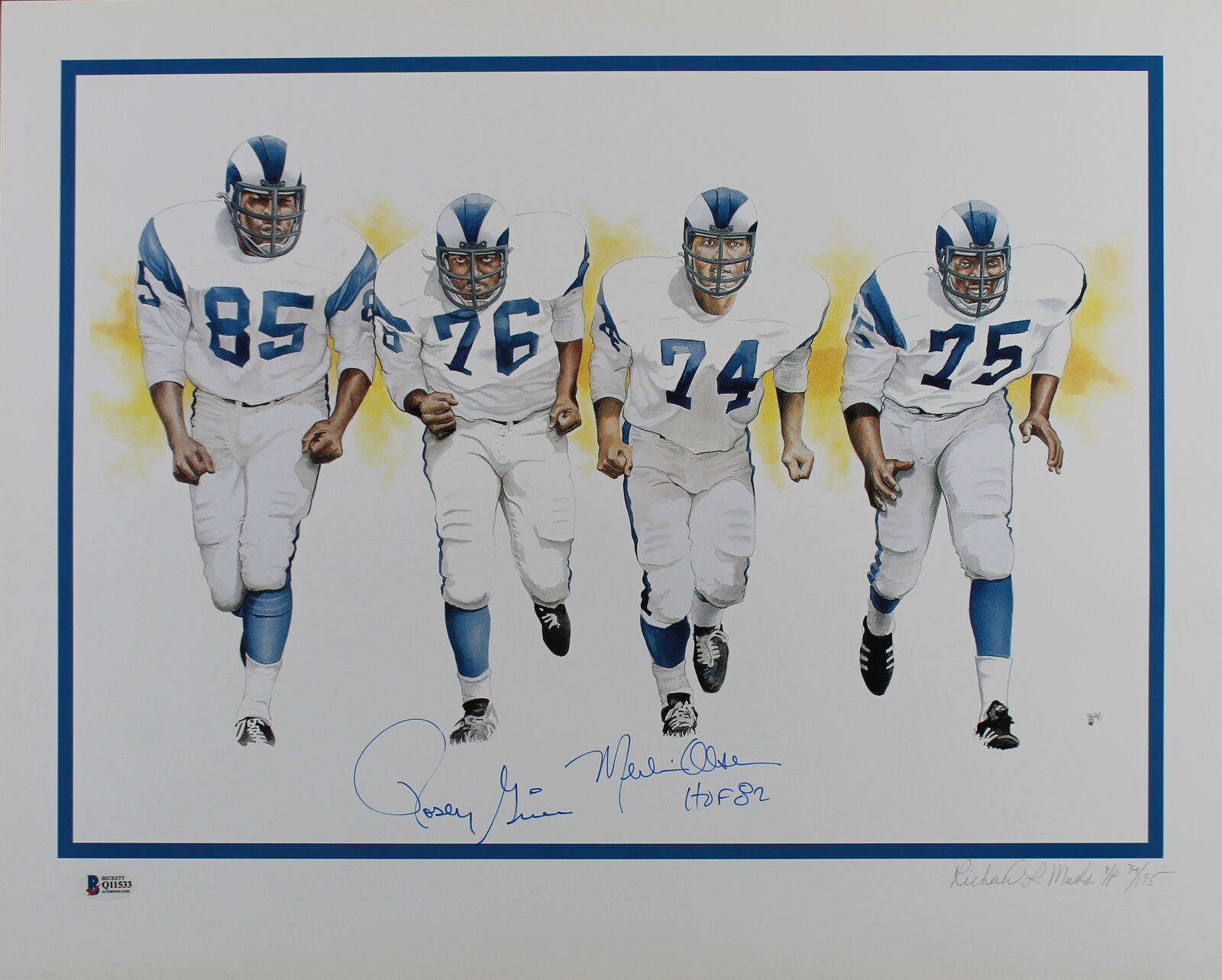 Rams Fearsome Foursome Signed Lithograph LE A/P #'d to 195 & 8x10 Photo Lot BAS
