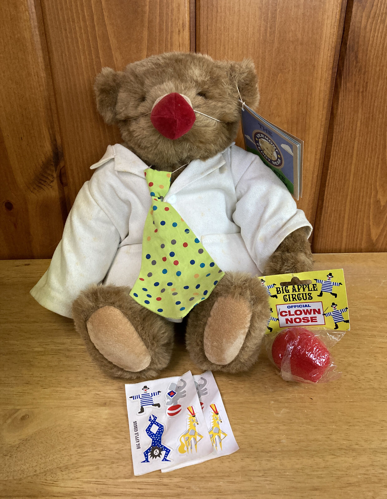The Vermont Teddy Bear Plush Nwt Big Apple Circus Clown Care Unit 16" Bear