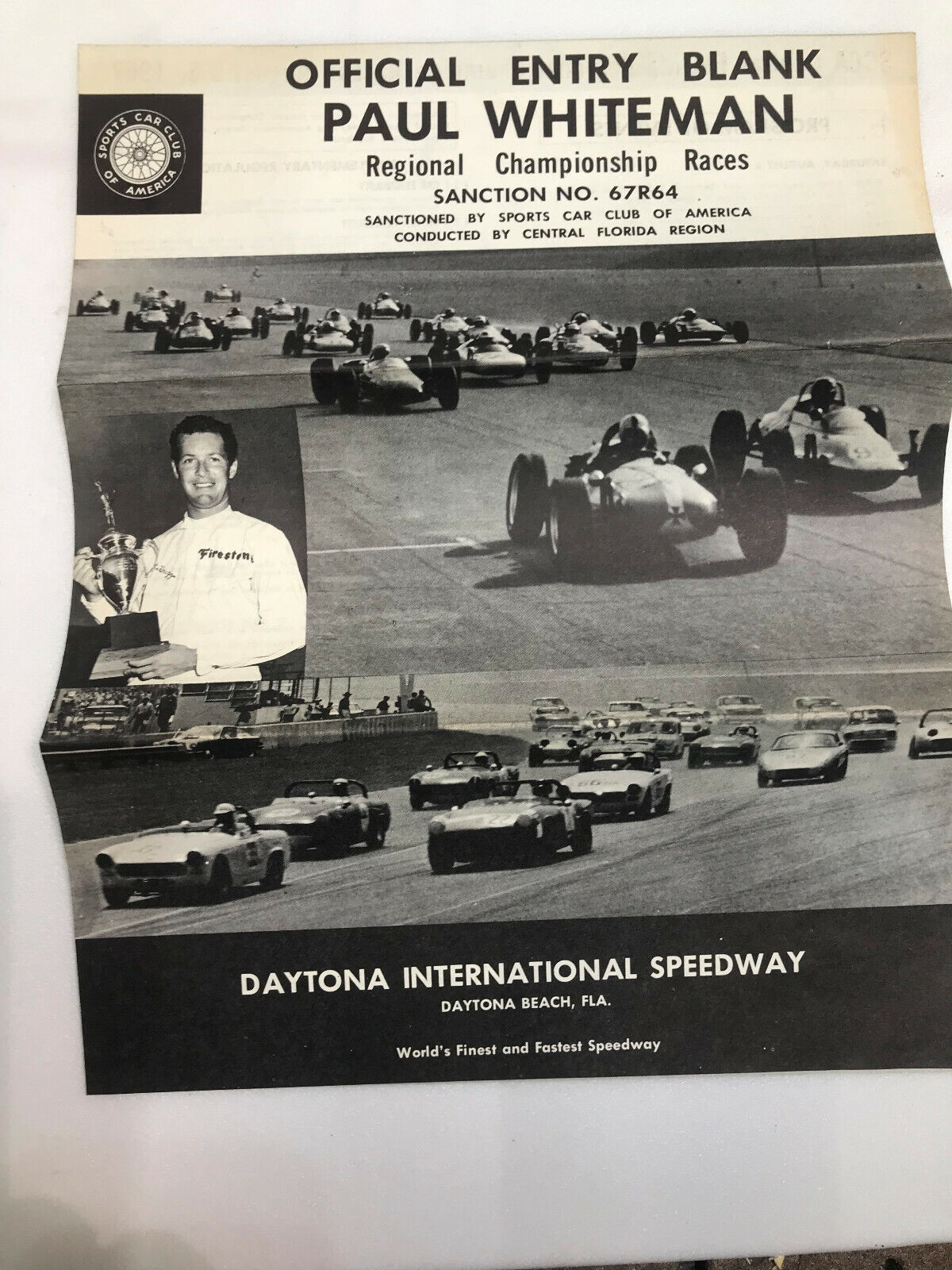 1967 SCCA Daytona International Speedway Entry Form