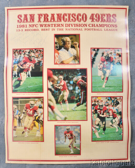 SAN FRANCISCO 49ERS 1981 NFC WESTERN DIVISION CHAMPS POSTER, JIM STUCKEY SIGNED!