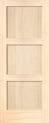 Exterior 3 Panel Poplar Equal Flat Mission Stain Grade Solid Core Wood Doors