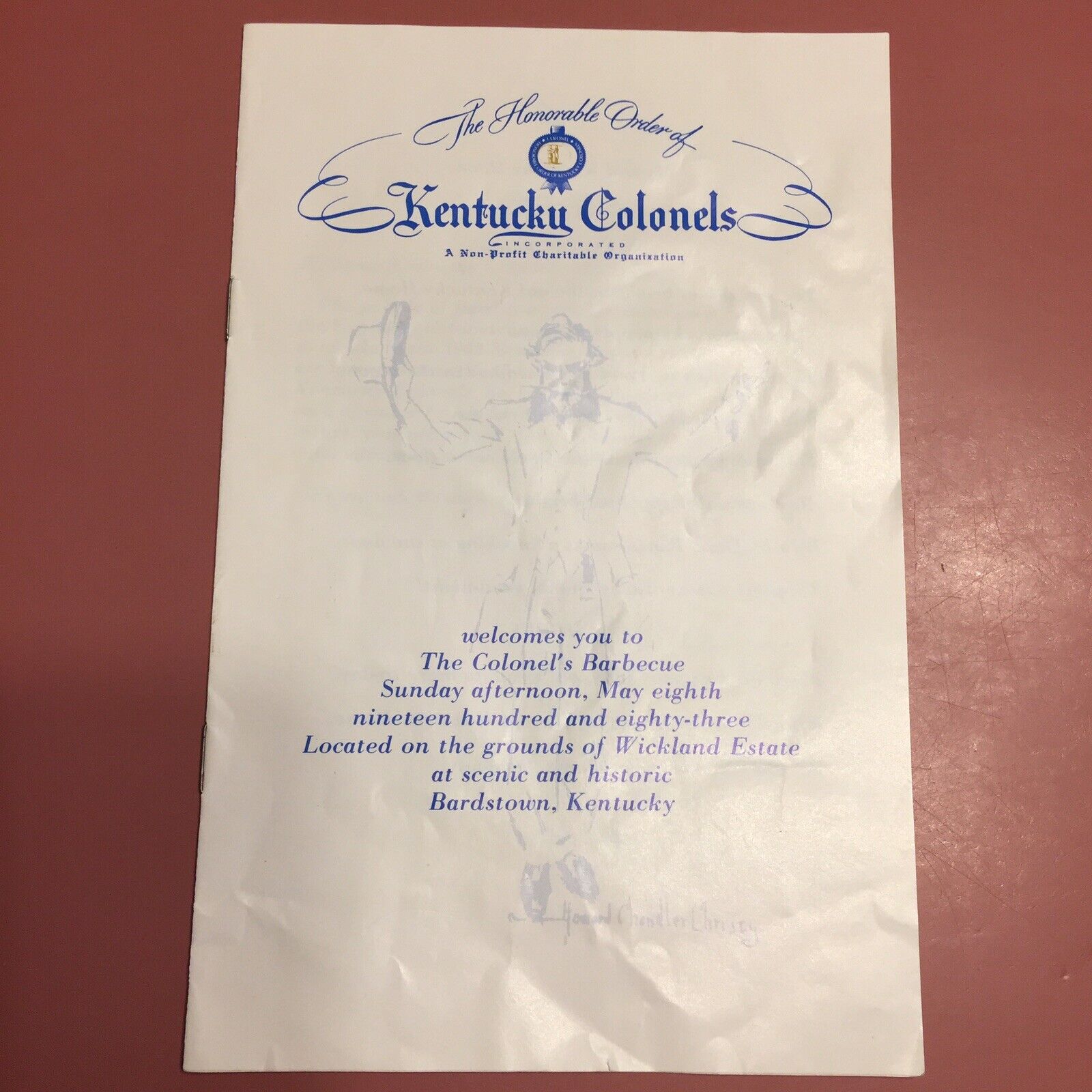The Honorable Order Of Kentucky Colonels Barbecue Wickland Estate Derby 1983