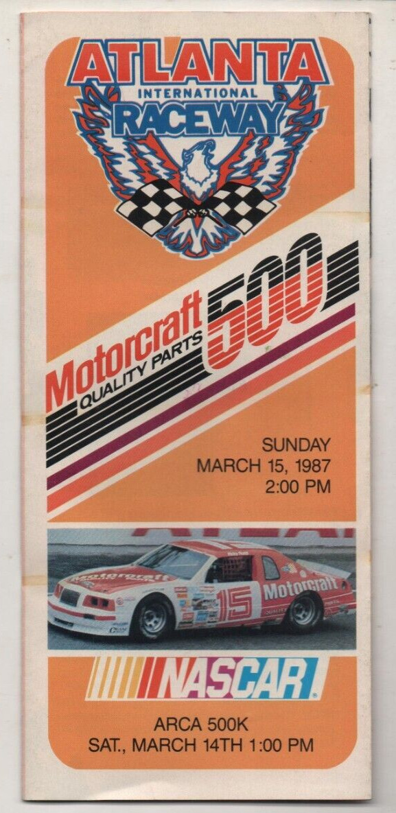 1987 Motorcraft 500 NASCAR Program Brochure, Atlanta Int'l Raceway
