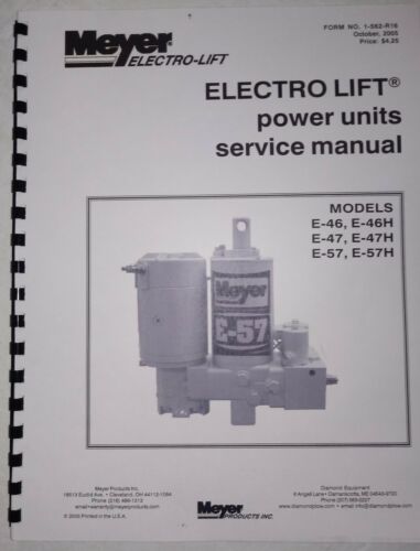 Meyer Snow Plow Pump Service Manual E47 E57 E46 & -h Models W/ Color Flow Charts