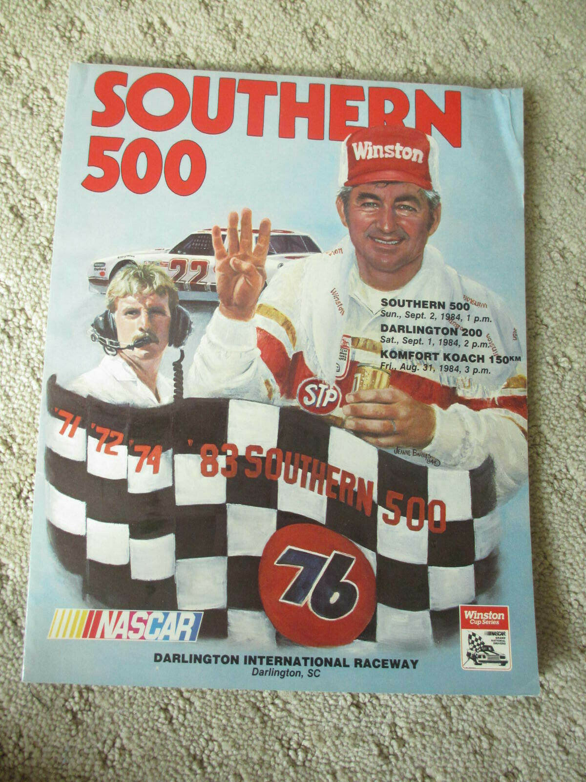 1984 NASCAR DARLINGTON SOUTHERN 500 RACE PROGRAM HARRY GANT RACE WINNER *