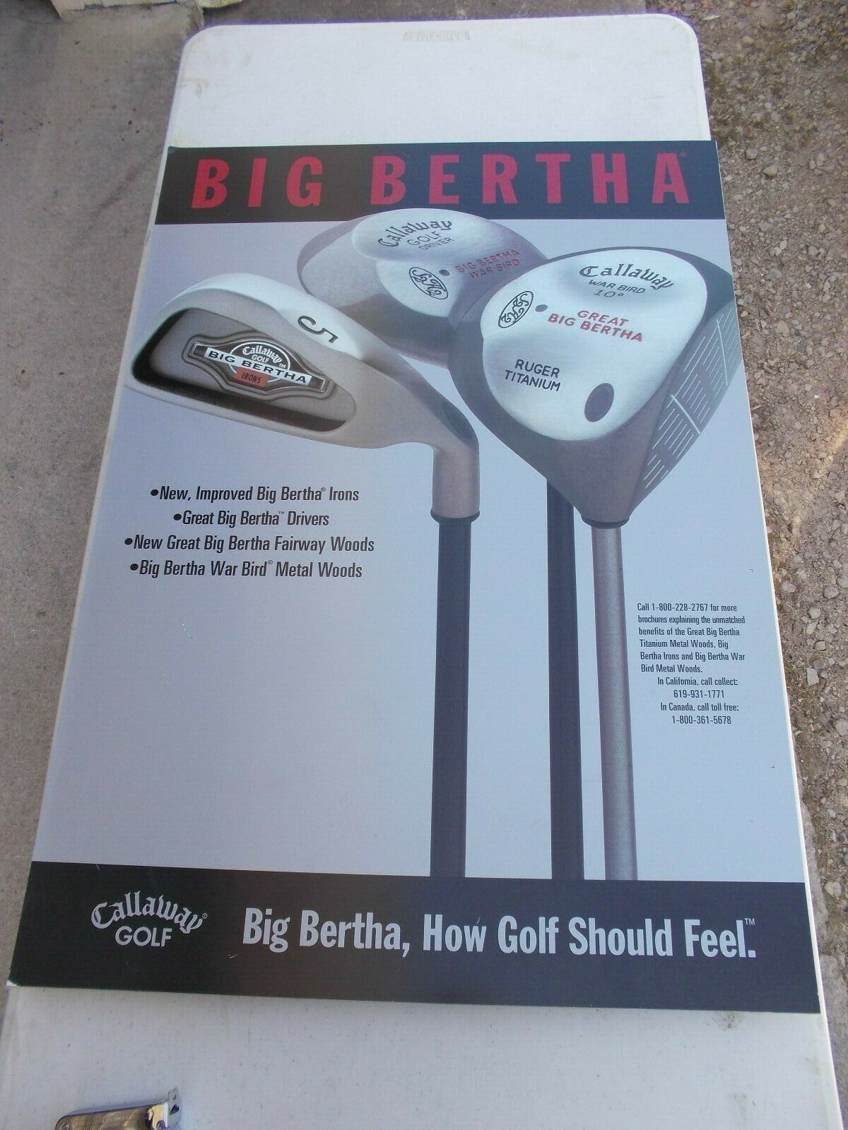 Vintage Big Berthan 22" X 32" Callaway Advertising Golf Display Sign Awesome!!!