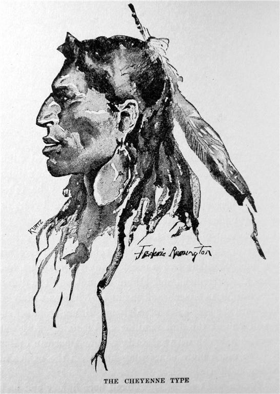 1892 THE CHEYENNE INDIAN FREDERIC REMINGTON OKLAHOMA TERRITORY WESTERN DRAWING