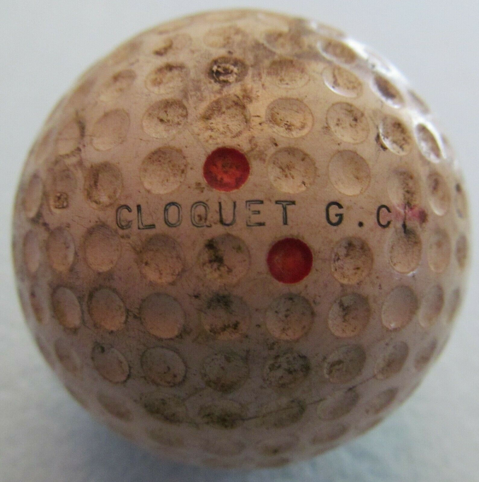 VINTAGE USED CLOQUET G. C. DOUBLE DOT GOLF BALL