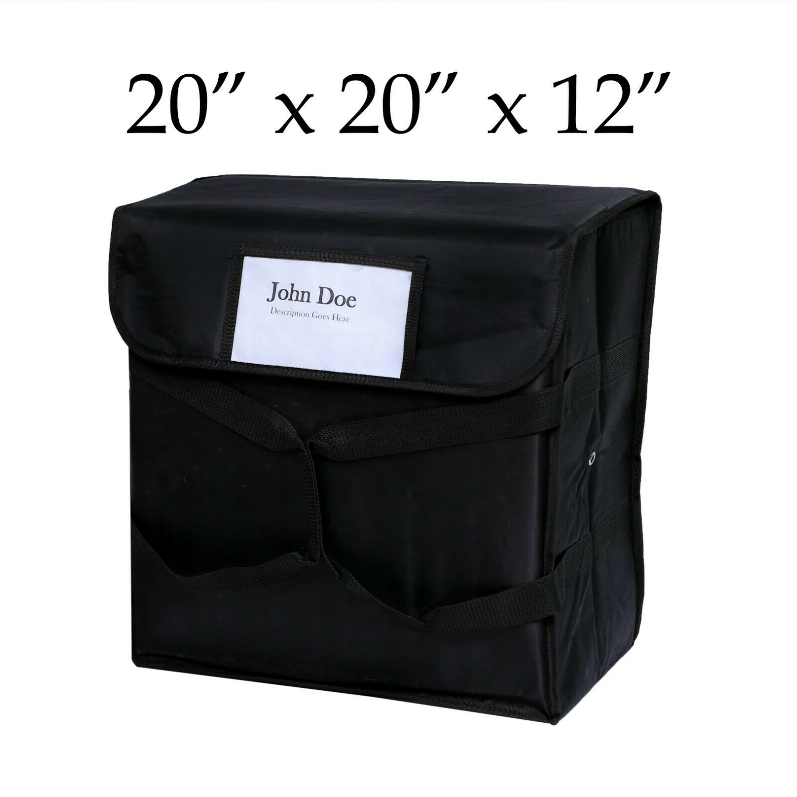 20" X 20" X 12" Black Nylon Insulated Best Pizza Delivery Bag