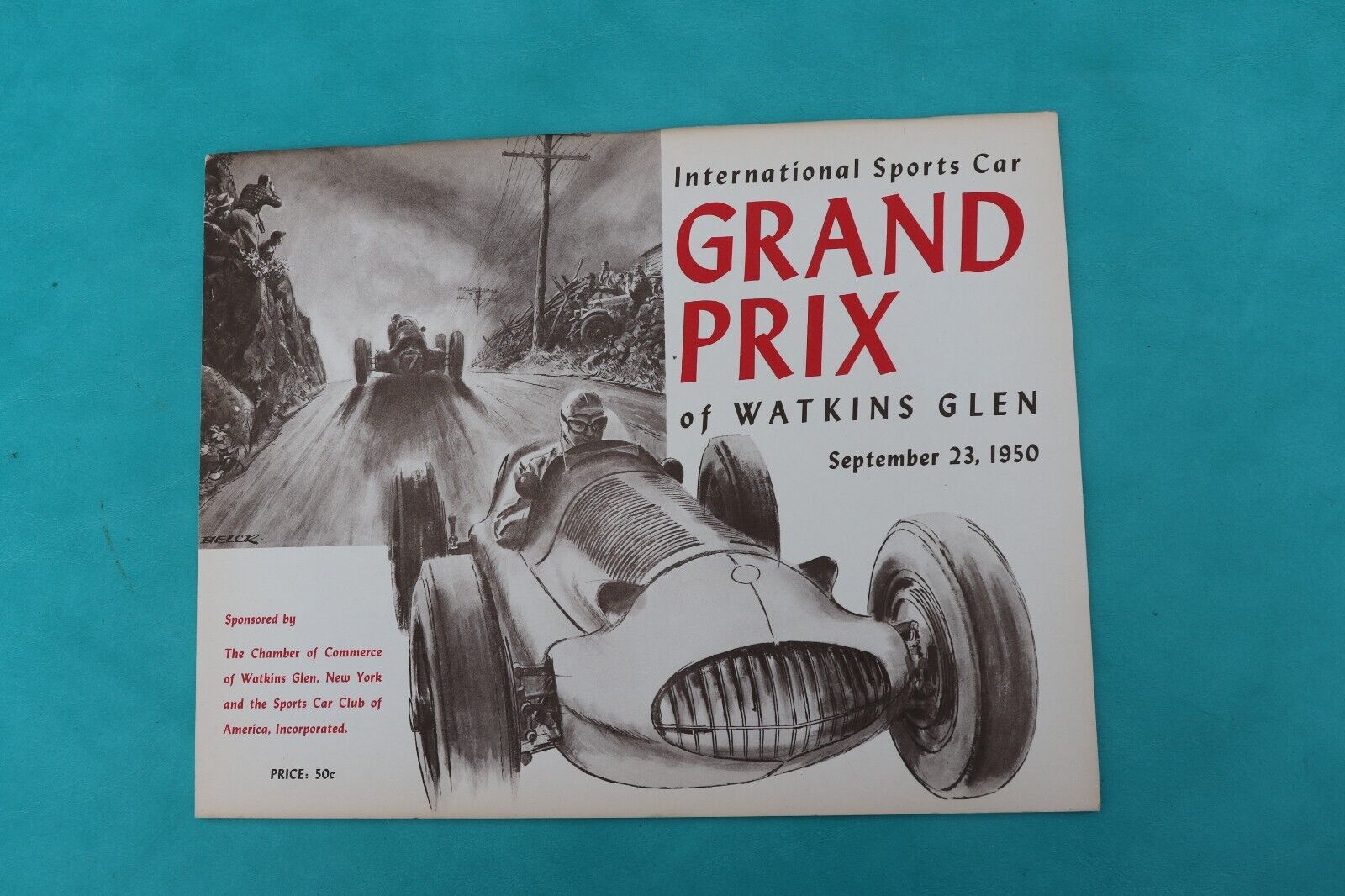 Souvenir Program Guide Watkins Glen USA Grand Prix Formula 1 Sept 23, 1950 (AG-3