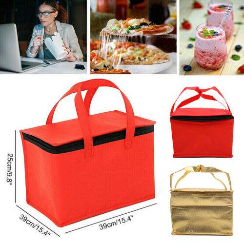 Red Gold Pizza Food Delivery Bag Insulated Thermal Storage Holder Outdoor Pic*ss